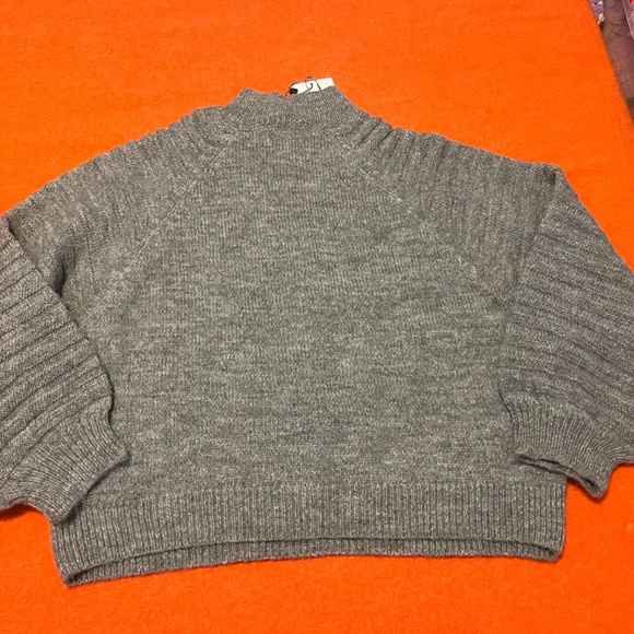 Zara gray wool alpaca blend balloon sleeve sweater NWT - Picture 8 of 8
